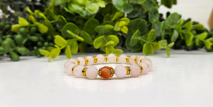 Love Surrounds You - R. Quartz/Banded Carnelian Bracelet