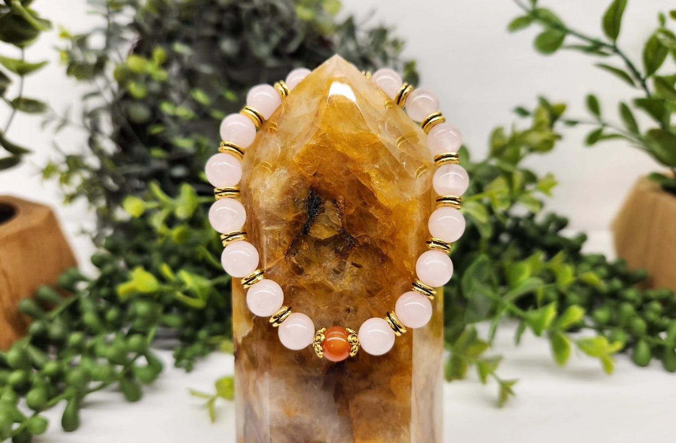 Love Surrounds You - R. Quartz/Banded Carnelian Bracelet