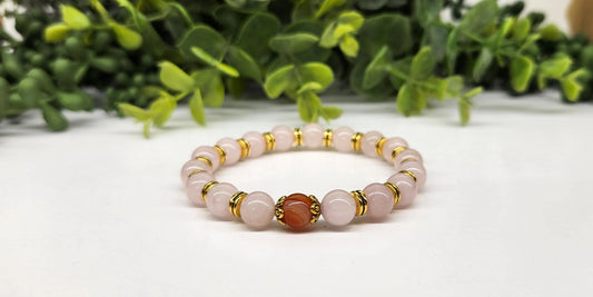 Love Surrounds You - R. Quartz/Banded Carnelian Bracelet